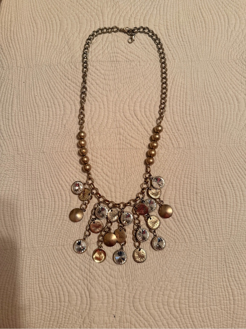 Premier Designs Gold-Tone Coin and Crystal Dangle Necklace